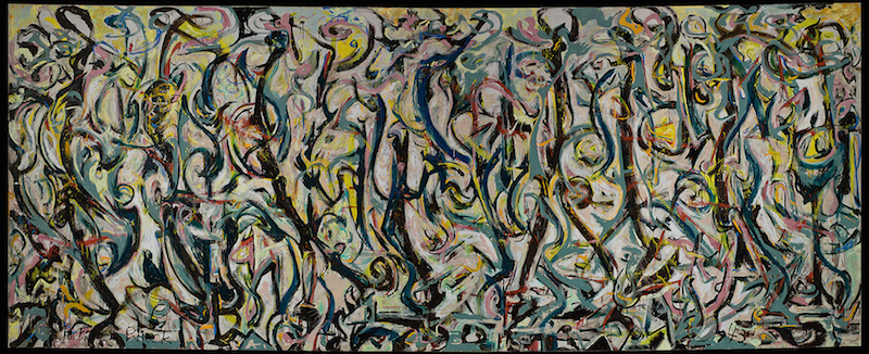 abstraction Jackson Pollock, Mural, 1943. Oil on canvas, 97 1/4  x 238 in. (247.02  x 604.52 cm). Gift of Peggy Guggenheim, 1959.6. University of Iowa Museum of Art.