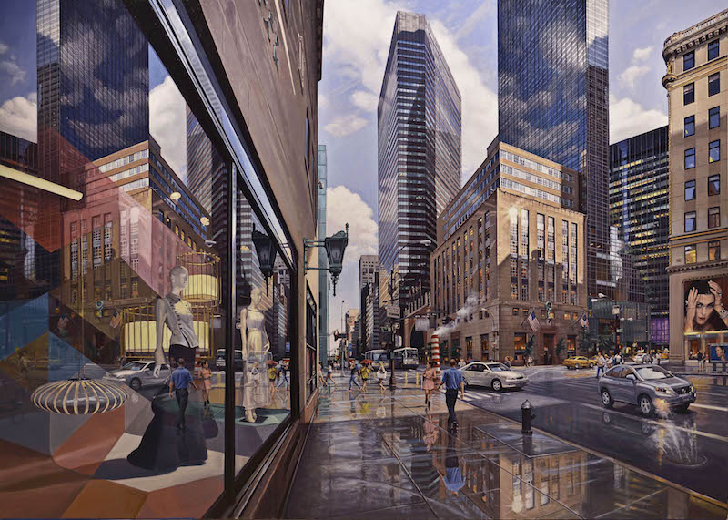 Robert Neffson, 57th and 5th Ave. Oil, 56 x 79 in.