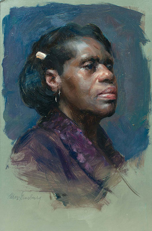 Max Ginsburg, Donna, 2010. Oil on masonite, 10 x 7 in.