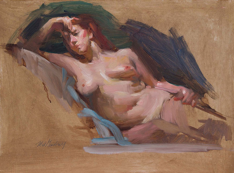 Max Ginsburg, Nude Sketch at Garin's, 2010. Oil on masonite, 16 x 12 in.