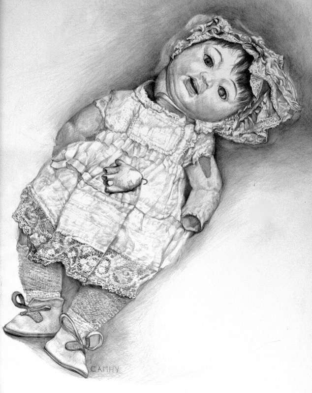Sherry Camhy, Aunt Helen's Doll, 2007. Silver on prepared paper, 12x16.